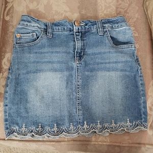 Girls denim lace miniskirt 10/12